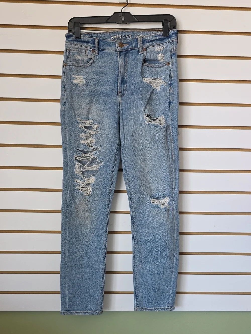 AE Distressed Straight Leg Mom Jeans 2